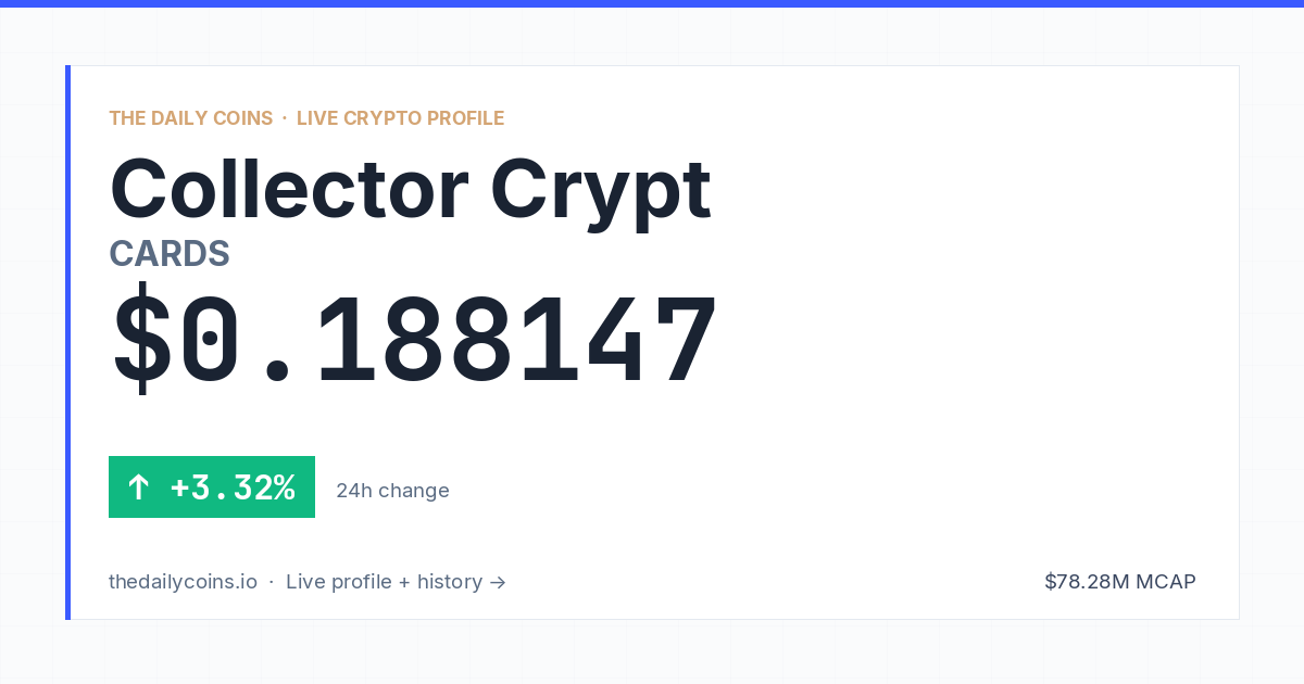 Colactor Collector Crypt (CARDS) Price Prediction 2026: $0.1881