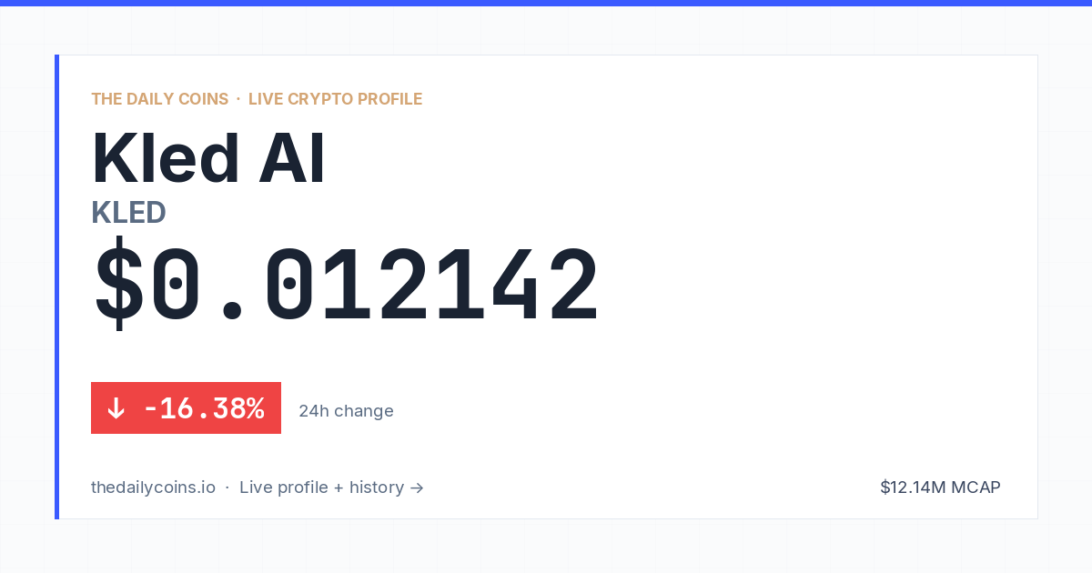 Kled AI (KLED) Price Prediction 2026: $0.0111
